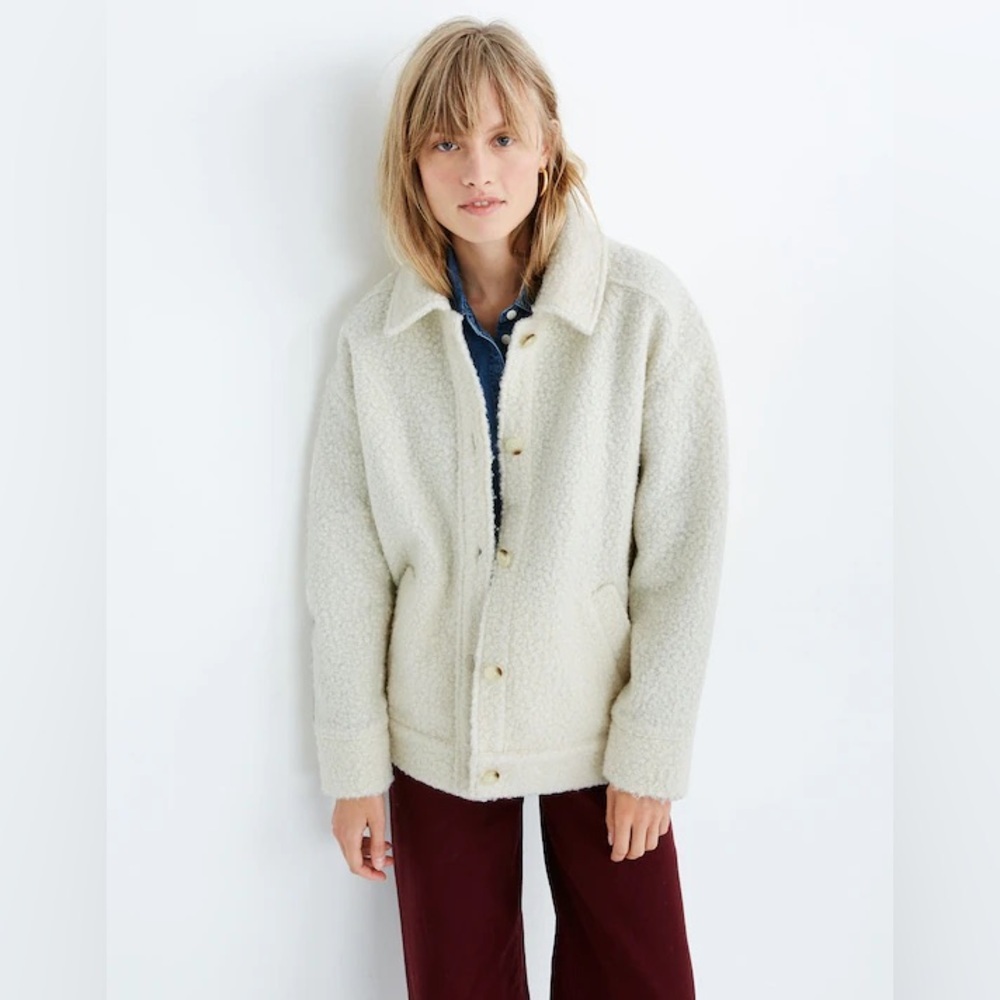 Madewell Bouclé Bomber Jacket Cream